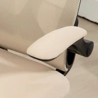 Sedia da Ufficio con Braccioli Ribaltabili, Altezza Regolabile e Schienale Inclinabile, Beige