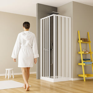 Box doccia angolo soffietto bianco carmen ac altezza cm 185 pvc e maniglia *** misure 100x100 cm, confezione 1