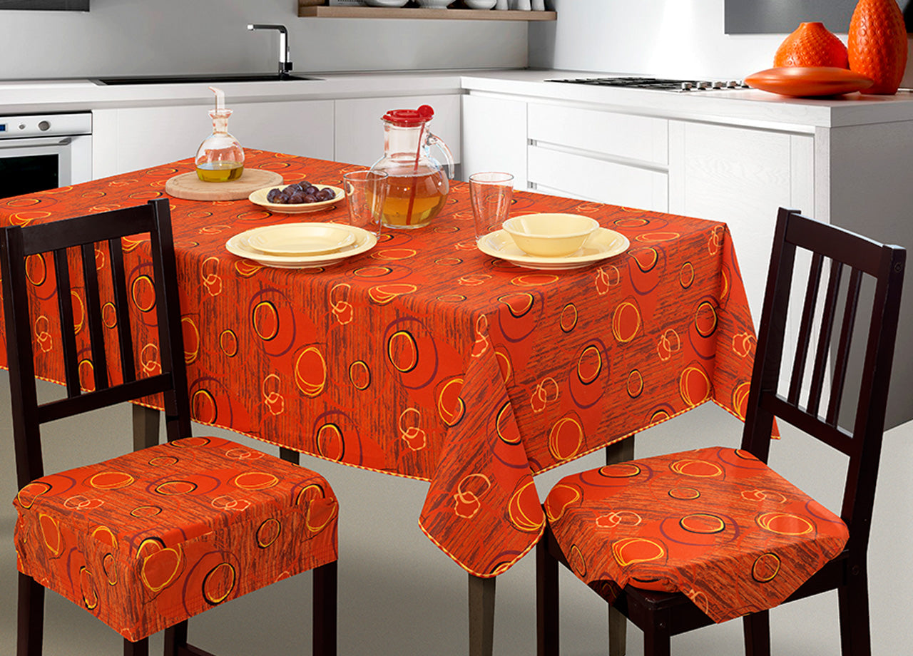 Set Cuscini Coprisedia Imbottiti Sfoderabili Modello Canyon Made In Italy - Fascia Rotonda 4Pz - Arancio