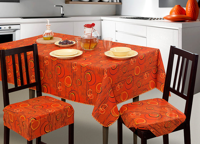 Set Cuscini Coprisedia Imbottiti Sfoderabili Modello Canyon Made In Italy - Fascia Rotonda 4Pz - Arancio