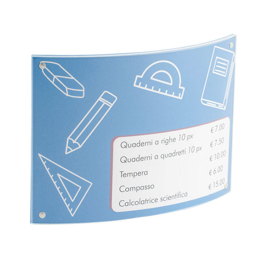 Porta avvisi da banco magnetico profilo curvo Monofacciale Orizzontale A4