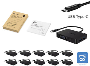 PACK 10 PER Usb Type-C Hub 4 USB 3.0 ricarica uscita Vga Full Hd Macbook Pro Samsung Lenovo Dell Huawei - RIVENDITORE