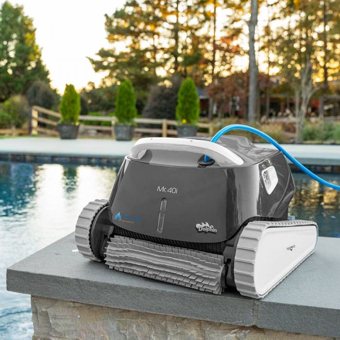 Robot Per Piscina Dolphin Mr. 40i By Maytronics Con Trasformatore Digitale Iot E Carrello