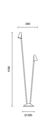 PALETTO DA ESTERNO 2 LUCI LED 4000K 1220LM 12W IP65 CORTEN GRASS DOUBLE H.113CM