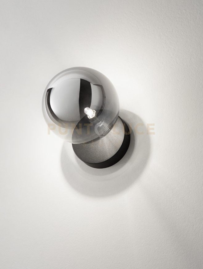 PALLINA APPLIQUE 1 LUCE ATTACCO G9 NERO CON SFERA FUME' D.14CM