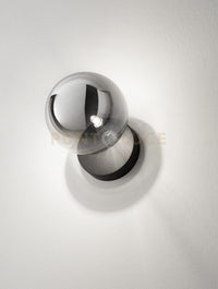 PALLINA APPLIQUE 1 LUCE ATTACCO G9 NERO CON SFERA FUME' D.14CM