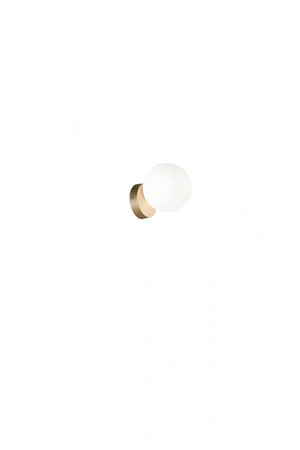 PALLINA APPLIQUE 1 LUCE ATTACCO G9 ORO CON SFERA OPALE BIANCA D.14CM
