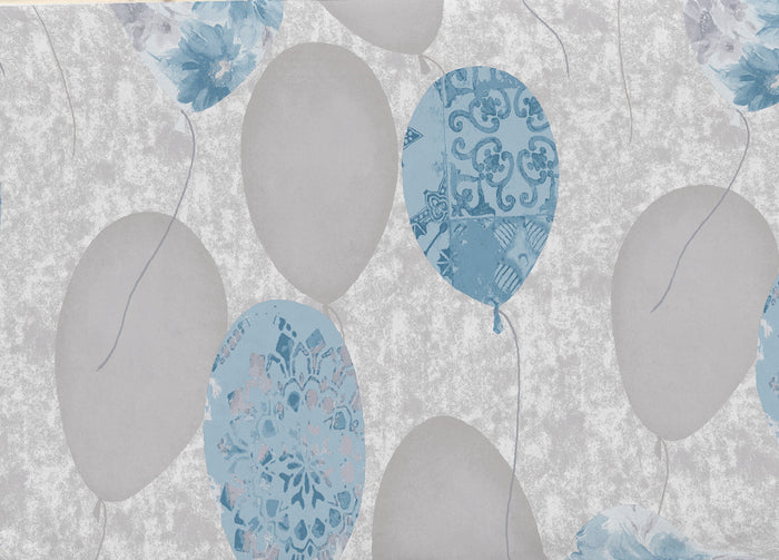 Telo Arredo Multiuso Linea Pensieri Delicati In Cotone Disegno Palloncini - Singolo - Azzurro