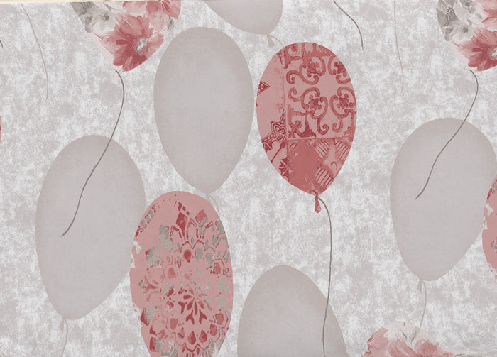 Telo Arredo Multiuso Linea Pensieri Delicati In Cotone Disegno Palloncini - Singolo - Rosso