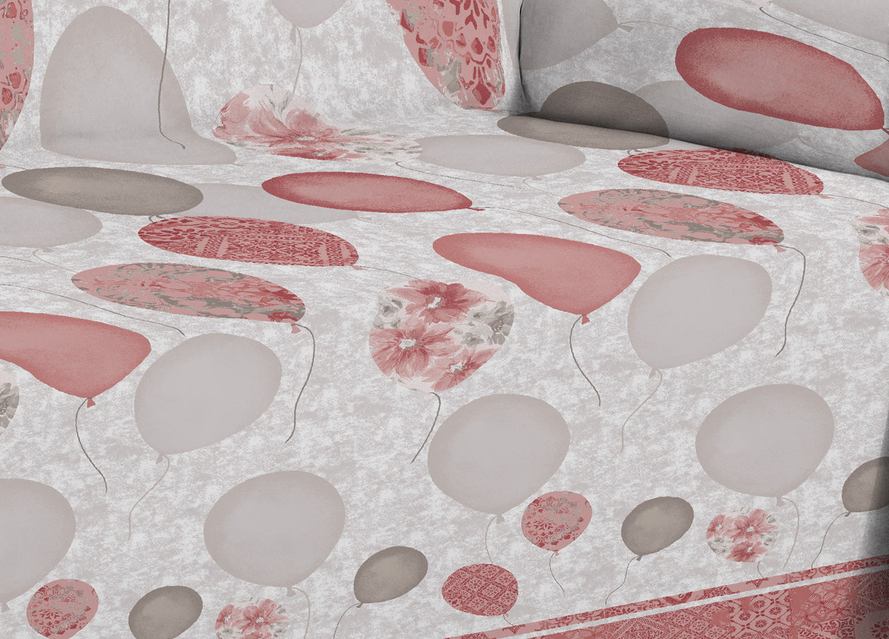 Telo Arredo Multiuso Linea Pensieri Delicati In Cotone Disegno Palloncini - Singolo - Rosso