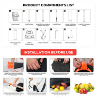 Pametik - Raccoglitore di Frutta Manico Telescopico 4m con Supporto e Borsa in Tessuto Arancione e Nero