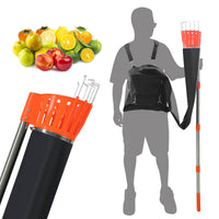 Pametik - Raccoglitore di Frutta Manico Telescopico 4m con Supporto e Borsa in Tessuto Arancione e Nero