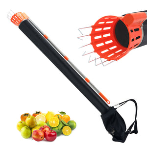 Pametik - Raccoglitore di Frutta Manico Telescopico 4m con Supporto e Borsa in Tessuto Arancione e Nero