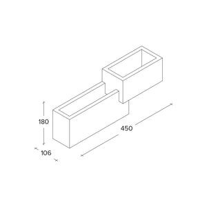 PARO applique 2 rettangoli e 3 Luci bianco in gesso attacco G9 45x18cm