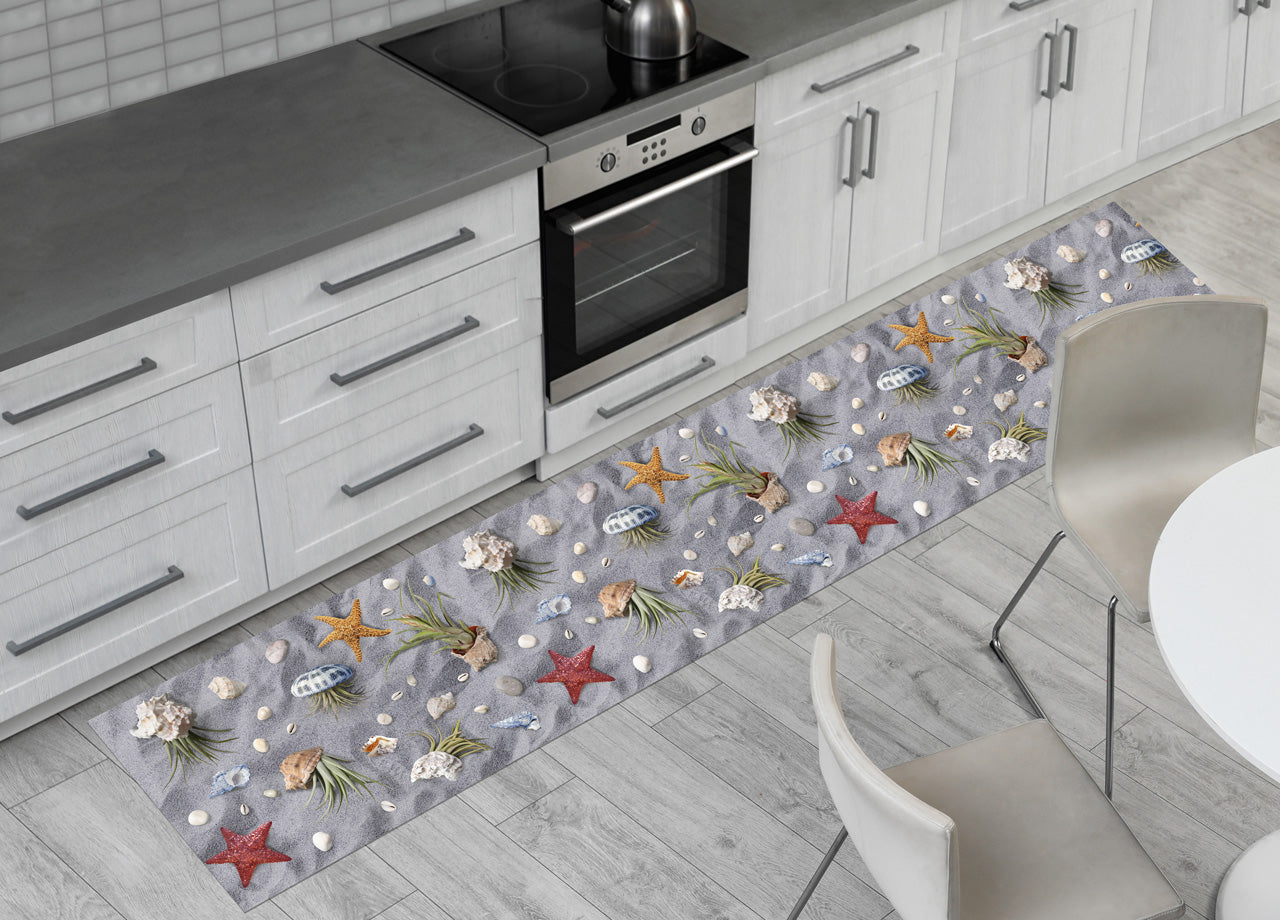 Tappeto Passatoia Cucina Antiscivolo Sottolavello Digitale Disegno Conchiglie - 50x600 - Conchiglie