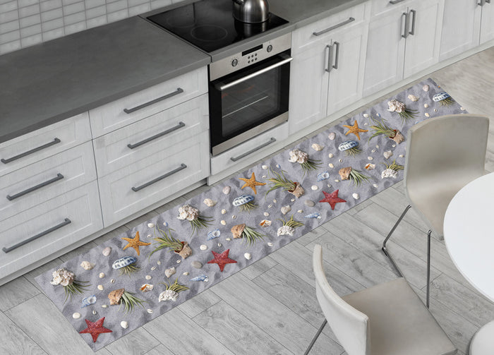 Tappeto Passatoia Cucina Antiscivolo Sottolavello Digitale Disegno Conchiglie - 50x600 - Conchiglie