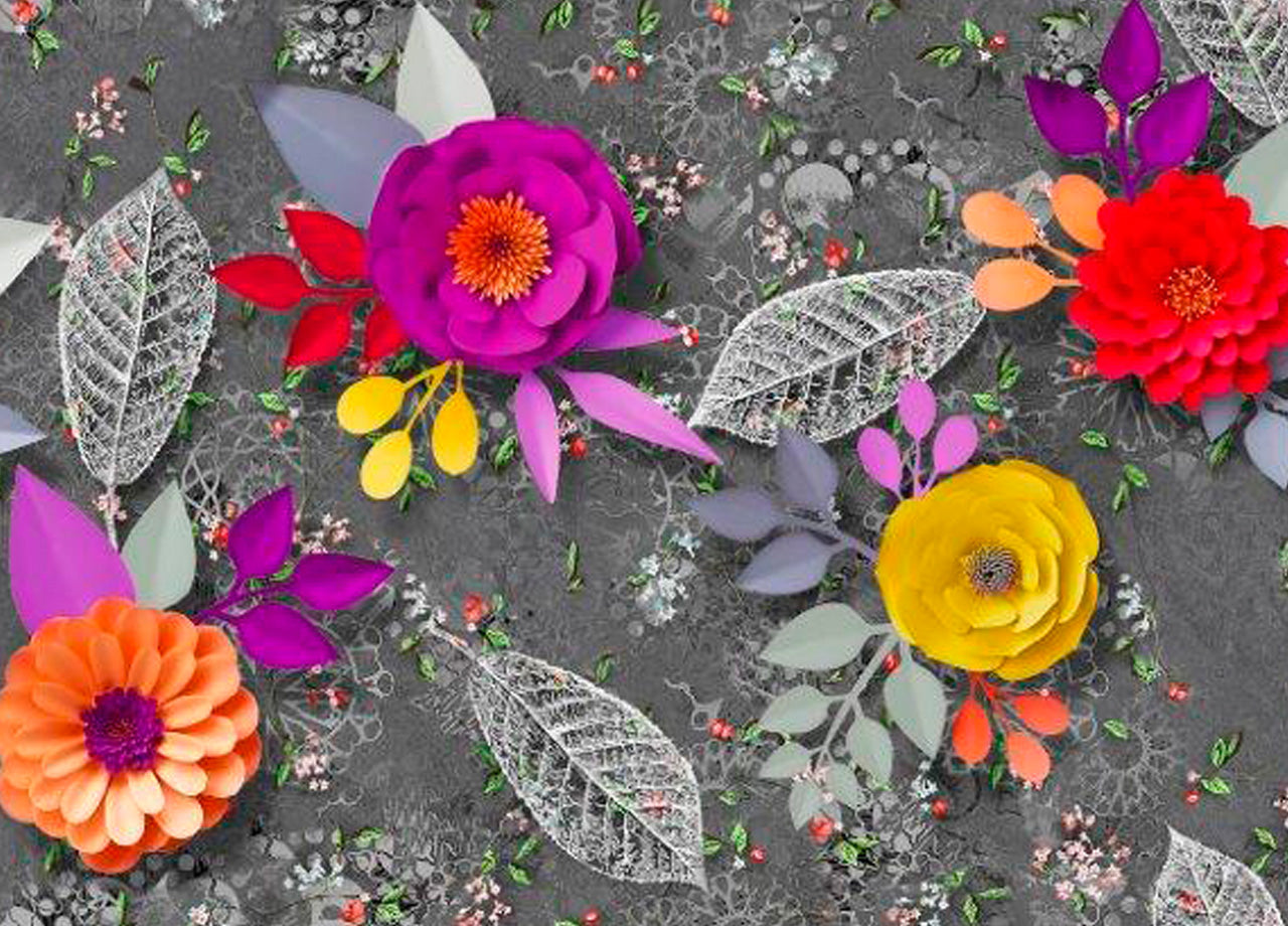 Tappeto Passatoia Cucina Antiscivolo Sottolavello Digitale Disegni Floreali - 50x90 - Fiori 3D