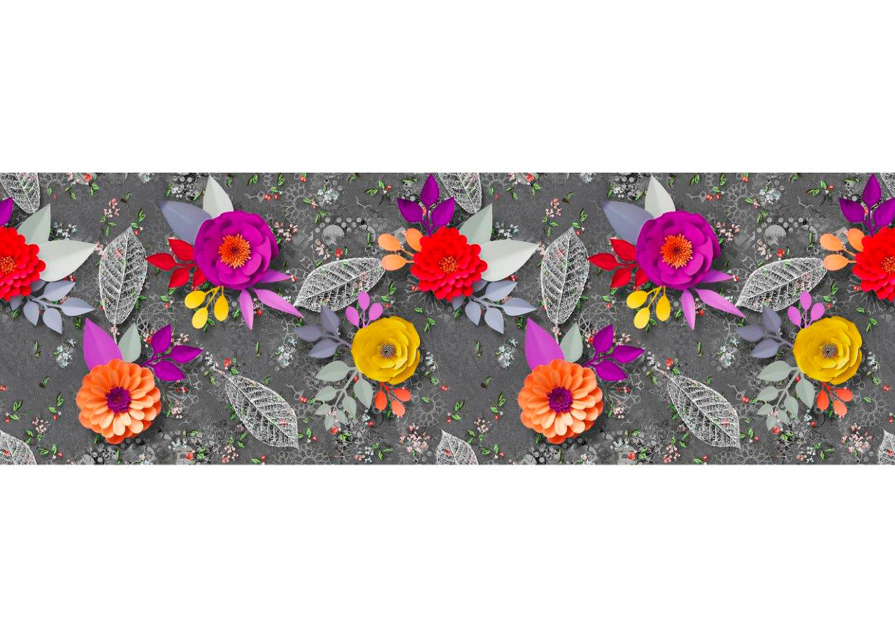 Tappeto Passatoia Cucina Antiscivolo Sottolavello Digitale Disegni Floreali - 50x90 - Fiori 3D