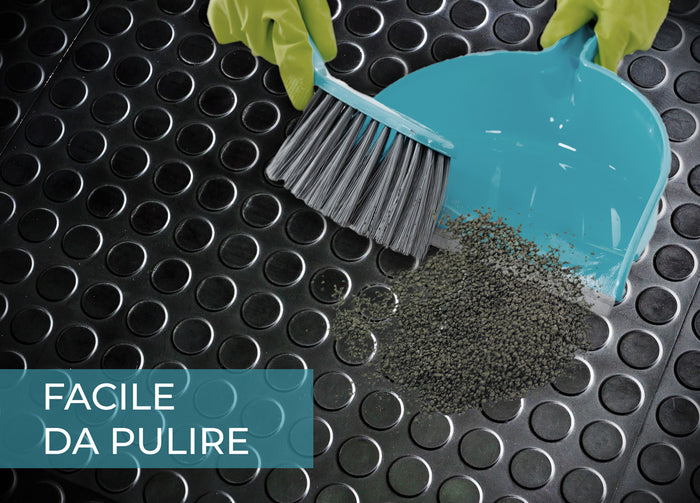 Tappeto Rivestimento Pavimento Gommato PVC Con Bolle Colore Nero Bollato - 100x700 - Floor Nero