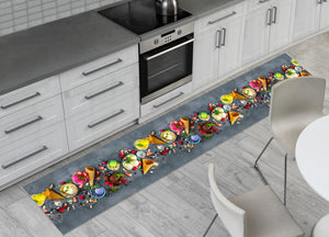 Tappeto Passatoia Cucina Antiscivolo Sottolavello Digitale Disegni Floreali - 50x115 - Gelato