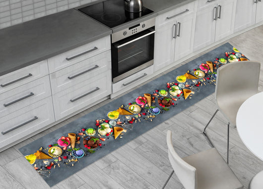 Tappeto Passatoia Cucina Antiscivolo Sottolavello Digitale Disegni Floreali - 50x115 - Gelato