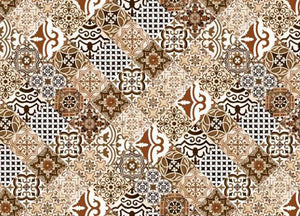 Tappeto Passatoia Cucina Antiscivolo Sottolavello Digitale Dis. Maiolica Marrone - 50x115 - Marrone