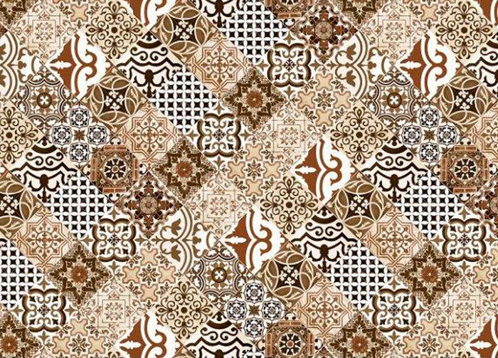 Tappeto Passatoia Cucina Antiscivolo Sottolavello Digitale Dis. Maiolica Marrone - 50x115 - Marrone