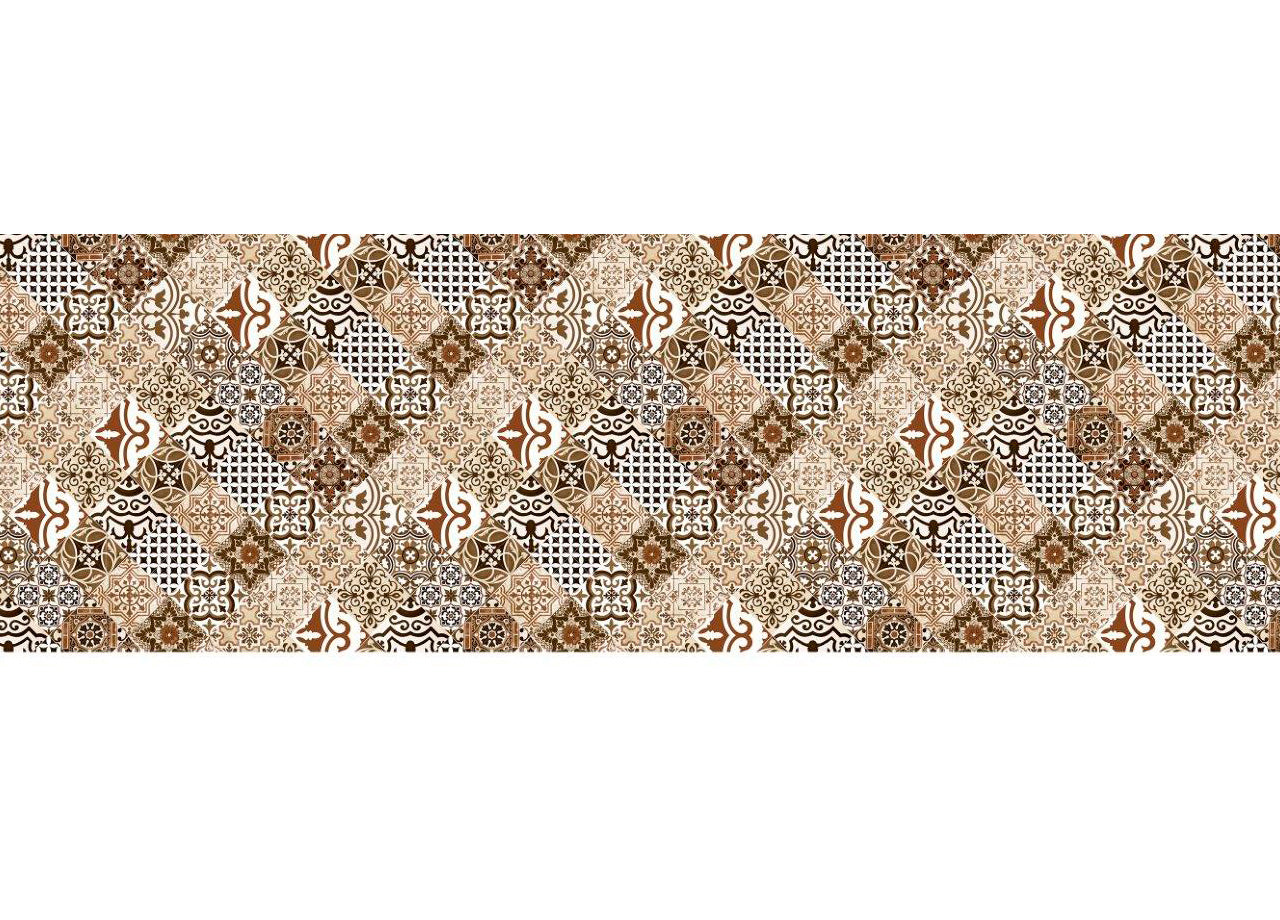 Tappeto Passatoia Cucina Antiscivolo Sottolavello Digitale Dis. Maiolica Marrone - 50x115 - Marrone