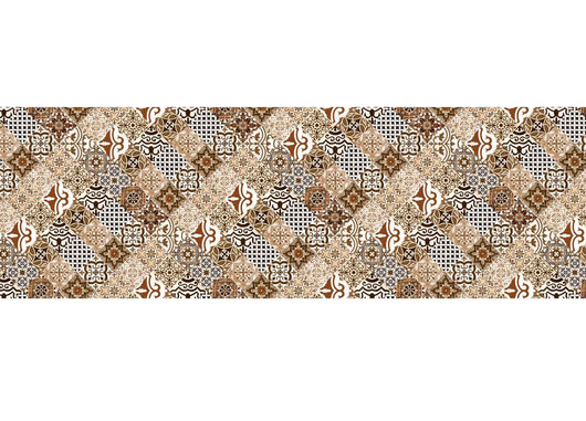 Tappeto Passatoia Cucina Antiscivolo Sottolavello Digitale Dis. Maiolica Marrone - 50x115 - Marrone