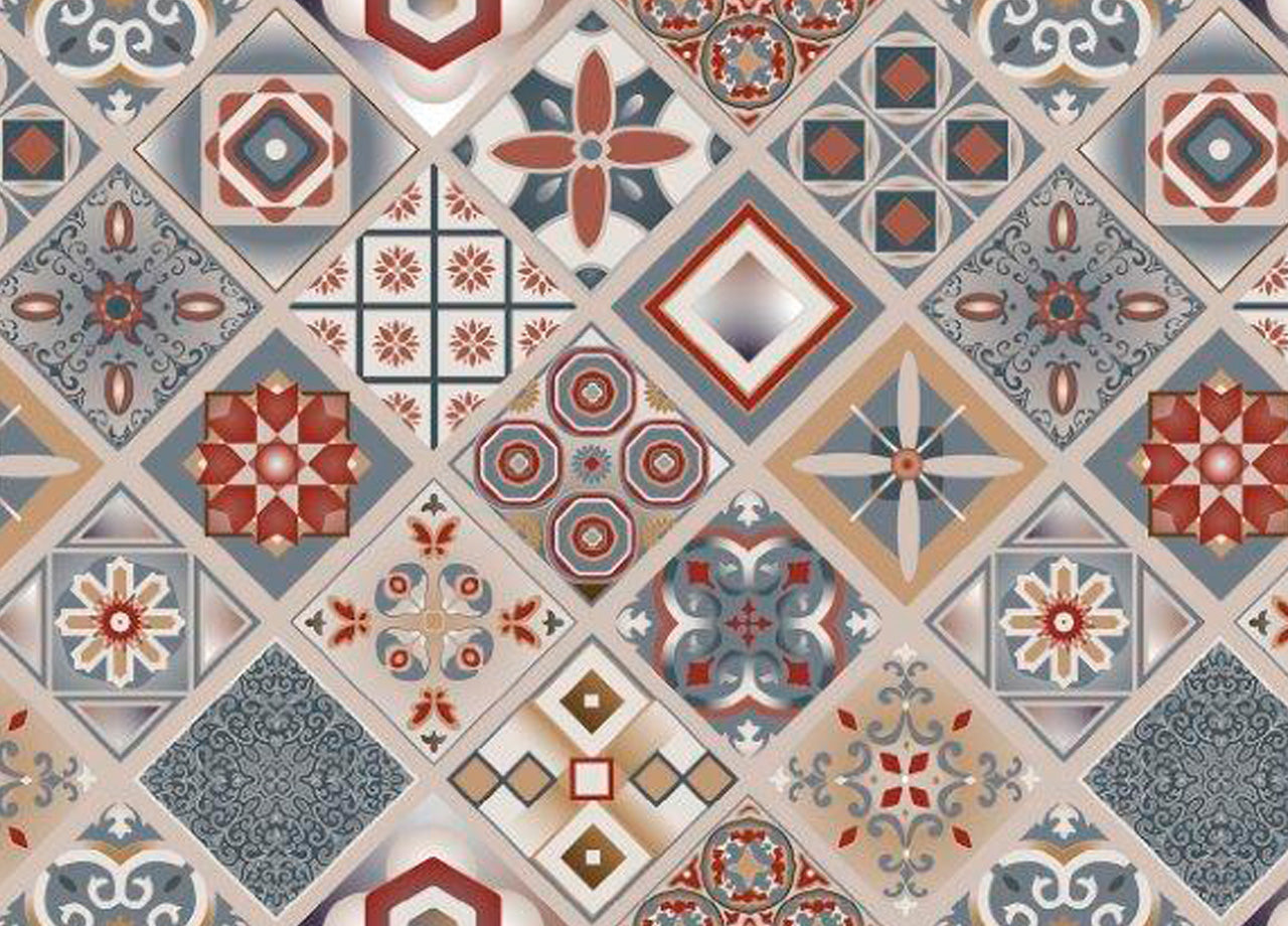 Tappeto Passatoia Cucina Antiscivolo Digitale Dis. Maiolica Mattonella Multicolor - 50x180 - Multicolor