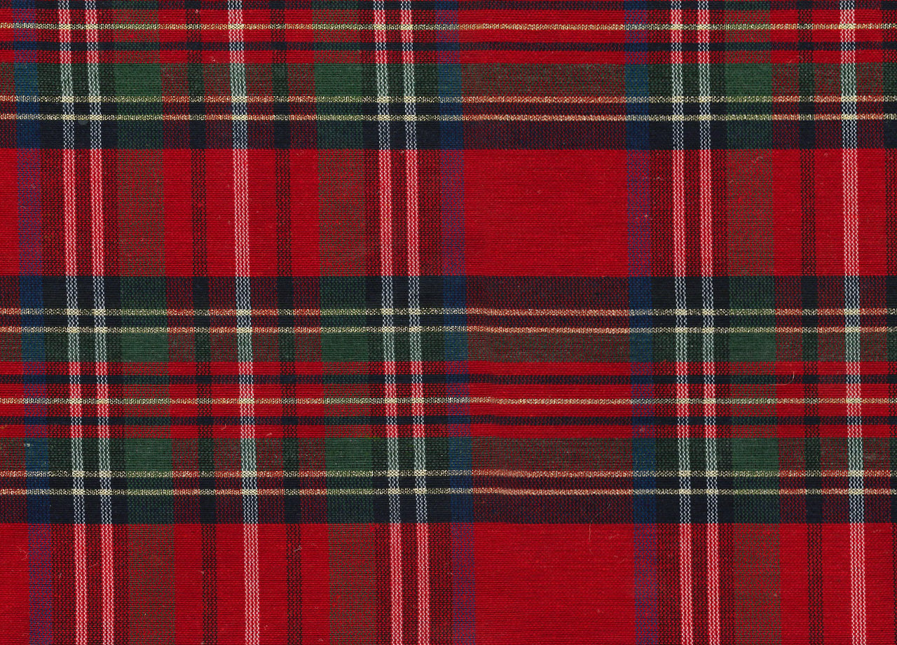 Tappeto Passatoia Con Retro Antiscivolo Disegno Natalina Lurex Tartan Scozzese Rosso - 50x140 - Natalina