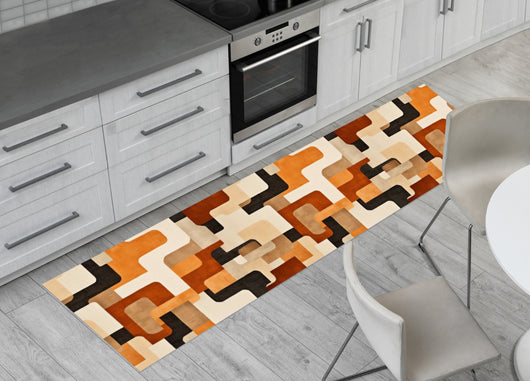 Tappeto Passatoia Cucina Antiscivolo Sottolavello Disegno Older - 50x230 - Arancio