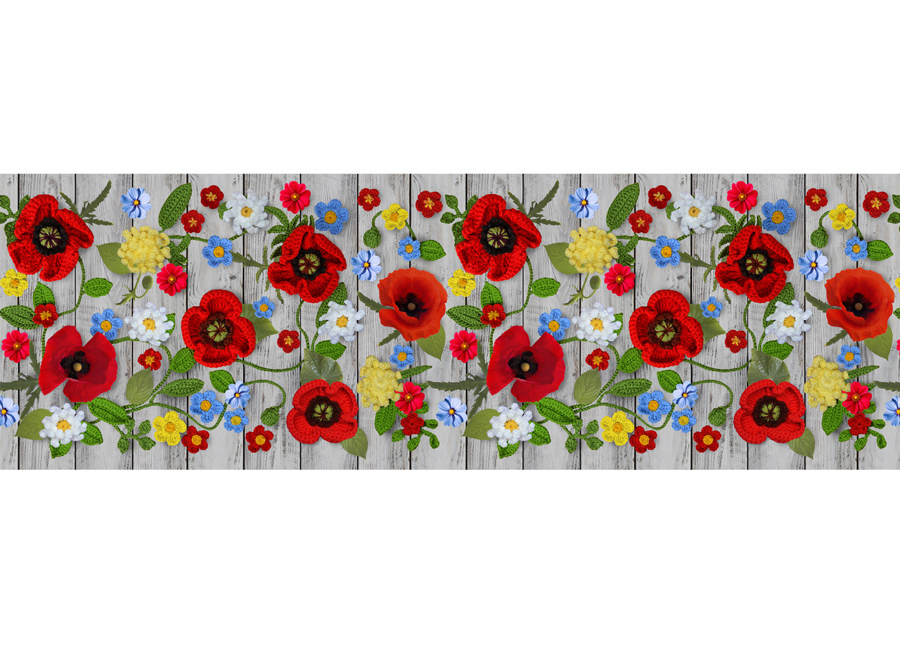 Tappeto Passatoia Cucina Antiscivolo Sottolavello Digitale Disegno Papaveri - 50x600 - Papaveri