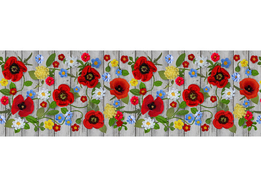 Tappeto Passatoia Cucina Antiscivolo Sottolavello Digitale Disegno Papaveri - 50x600 - Papaveri