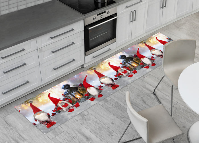 Tappeto Natale Passatoia Cucina Antiscivolo Sottolavello Digitale Elfo Rosso Lanterna 478 - 50x500 - Elfo Rosso Lanterna