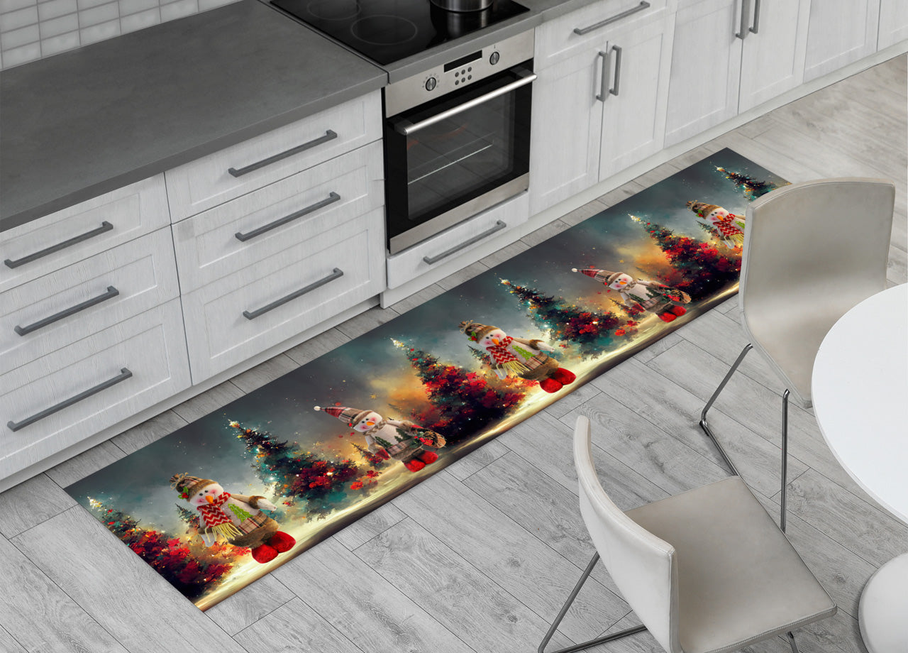Tappeto Natale Passatoia Cucina Antiscivolo Sottolavello Digitale Pupazzo Albero 481 - 50x230 - Pupazzo Albero