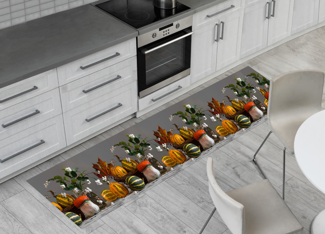 Tappeto Passatoia Cucina Antiscivolo Con Stampa Digitale Dis. Zucche 492 - 50x90 - Zucche
