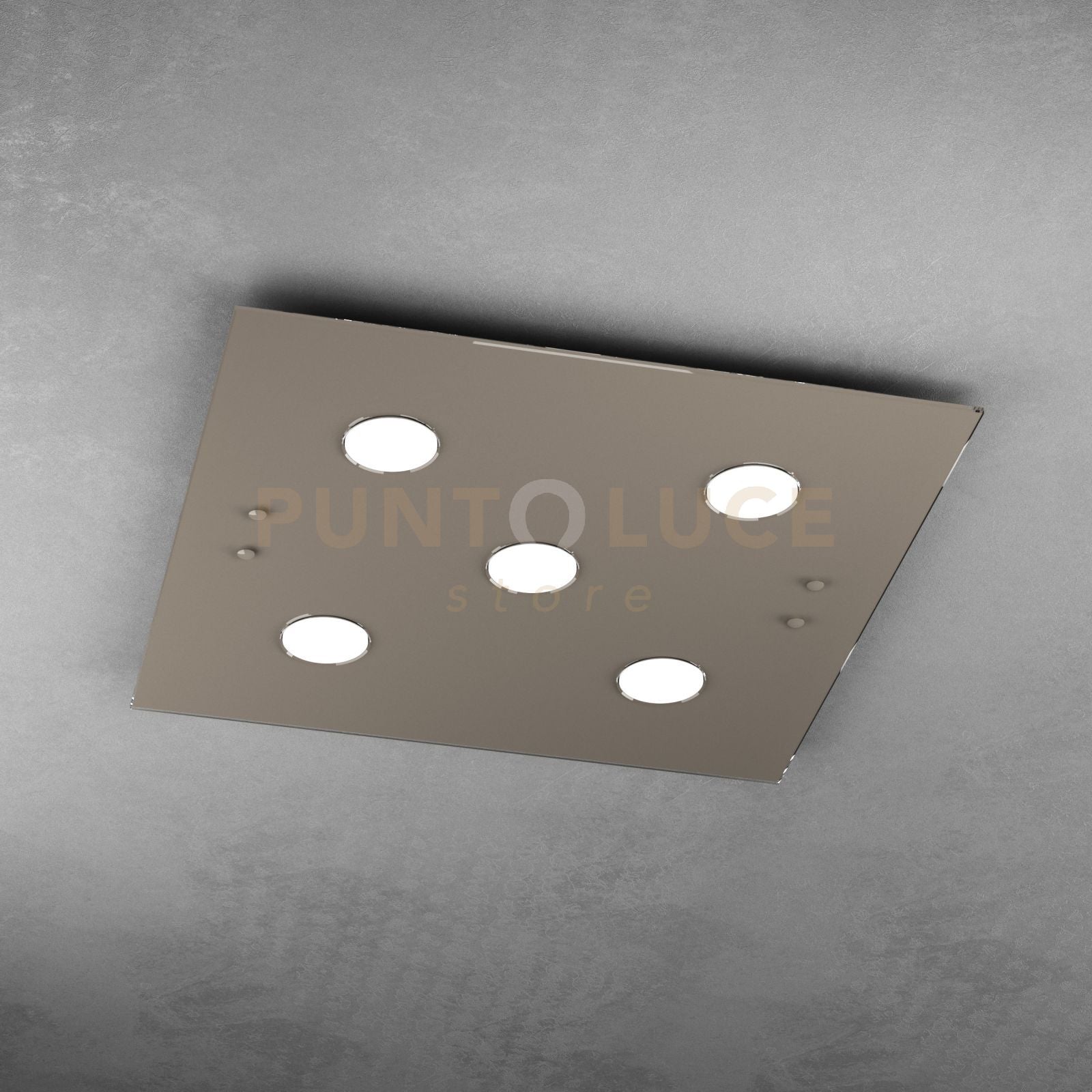 PATH PLAFONIERA 5 LUCI QUADRA TORTORA SCURO 1141-PL5-TS