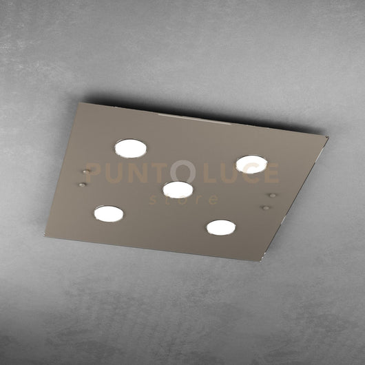 PATH PLAFONIERA 5 LUCI QUADRA TORTORA SCURO 1141-PL5-TS