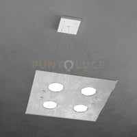 PATH SOSPENSIONE 4+2 LUCI BIEMISSIONE QUADRA FOGLIA ARGENTO 1141-S4+2-FA