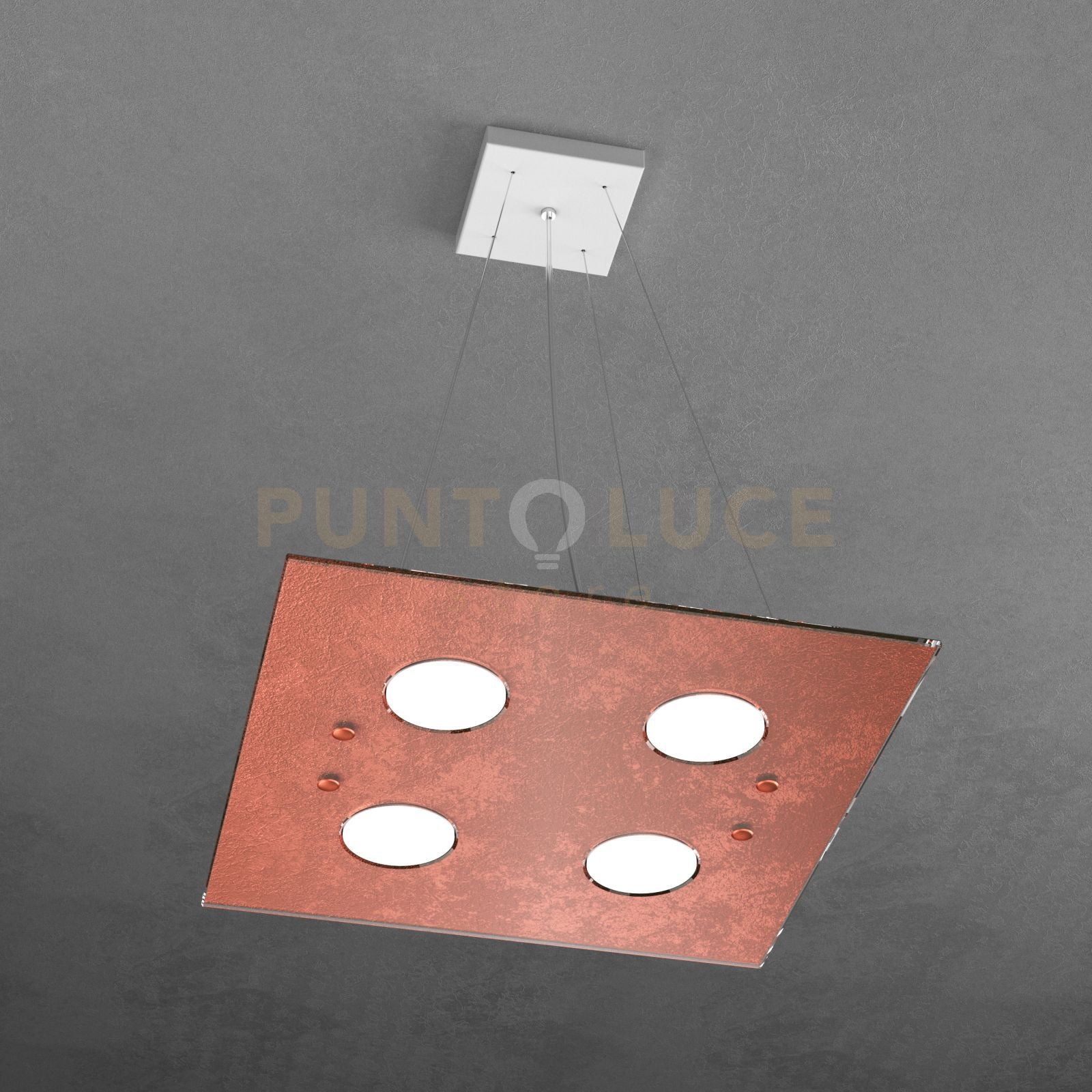 PATH SOSPENSIONE 4+2 LUCI BIEMISSIONE QUADRA FOGLIA RAME 1141-S4+2-FR