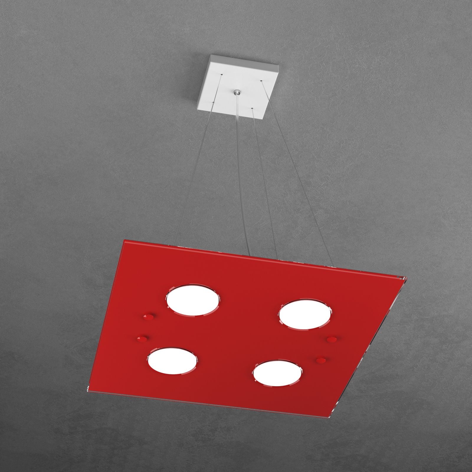 PATH SOSPENSIONE 4+2 LUCI BIEMISSIONE QUADRA ROSSO 1141-S4+2-RO