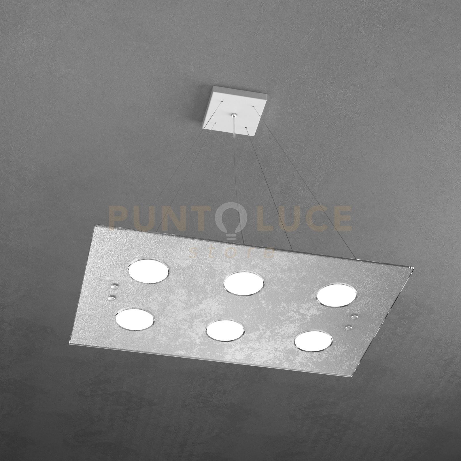 PATH SOSPENSIONE 6+2 LUCI BIEMISSIONE FOGLIA ARGENTO 1141-S6 R+2-FA