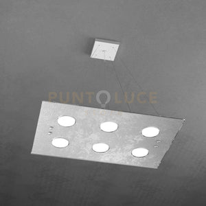 PATH SOSPENSIONE 6+2 LUCI BIEMISSIONE FOGLIA ARGENTO 1141-S6 R+2-FA