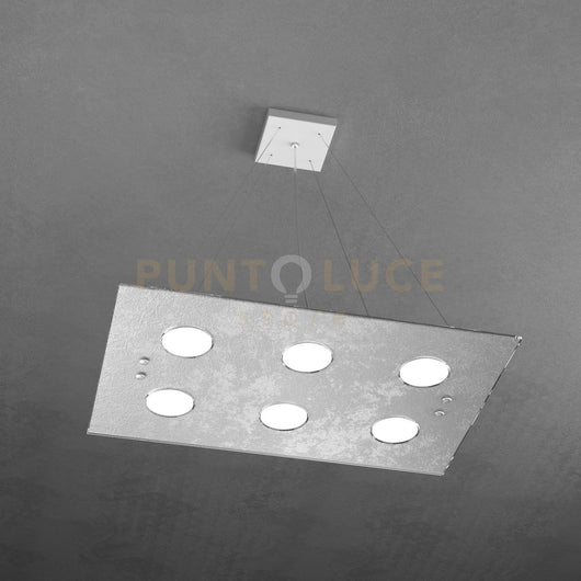 PATH SOSPENSIONE 6+2 LUCI BIEMISSIONE FOGLIA ARGENTO 1141-S6 R+2-FA