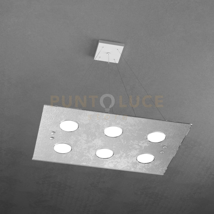 PATH SOSPENSIONE 6+2 LUCI BIEMISSIONE FOGLIA ARGENTO 1141-S6 R+2-FA