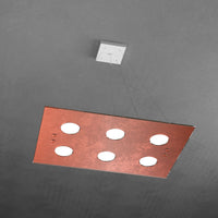 PATH SOSPENSIONE 6+2 LUCI BIEMISSIONE FOGLIA RAME 1141-S6 R+2-FR