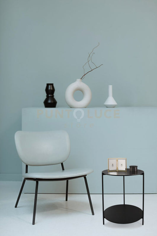 PAULINA TAVOLINO METALLO NERO MDF EFFETTO MARMO NERO VENATURE BIANCHE 40X60CM