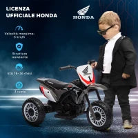 Moto da Cross Elettrica per Bambini Licenza Honda CRF450RL a 3 Ruote con Clacson, 71x40.5x43.5 cm, Grigio