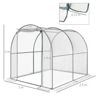 Serra Tunnel da giardino, Serra da Balcone per Piante e Orto con Copertura in PVC, Porta Avvolgibile e Telaio in Acciaio, 2x2.5x2m